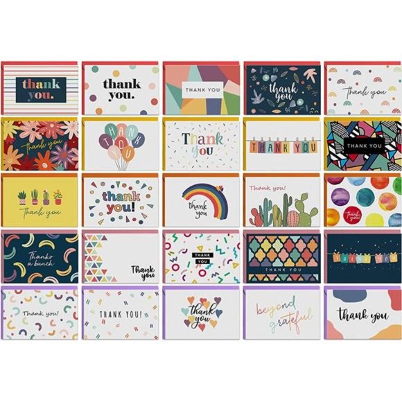 100 Unique Thank You Cards Bulk - Blank Note Cards with 100 Different, Colorful - Picture 2 of 6